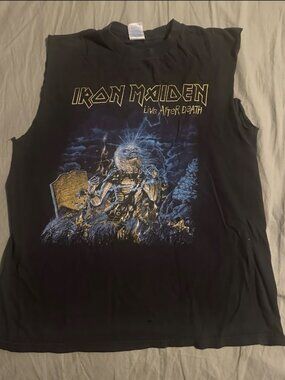 Distressed Vintage Iron Maiden Live After Death band tank top